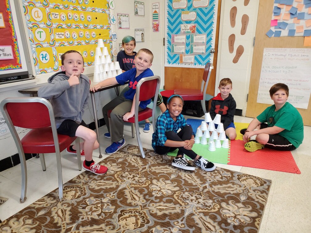 MrsTraupman's tweet photo. Today we explored math centers. Biggest hit was our “Math Fluency Cup Towers.” Students had to solve the math fact on the cup in order to stack it!
#mathismagical
#teamworkmakesthedreamwork
#HAYNation https://t.co/DEArvL7Nz7