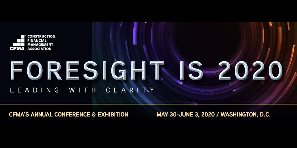 CFMA's tweet image. Save the date for CFMA's 2020 Annual Conference &amp;amp; Exhibition. It's May 30 – June 3 in Washington, D.C. &amp;gt;&amp;gt; conference.cfma.org