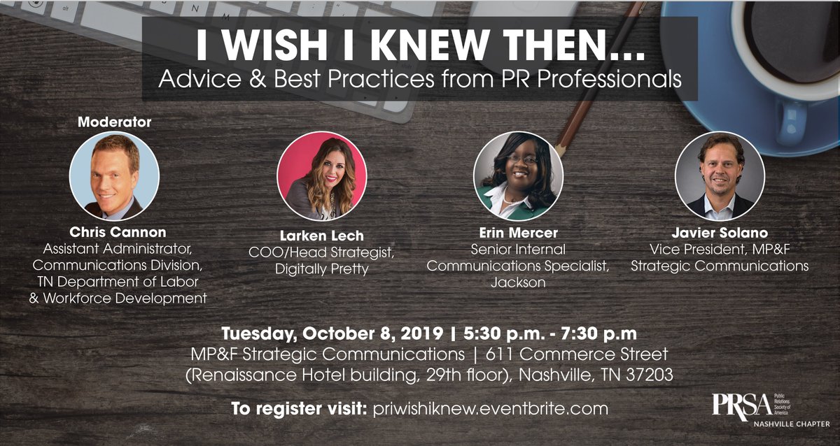 Do you know any college students that want to work in public relations? Invite them to the "I Wish I Knew Then: Advice and Best Practices from PR Professionals" panel event on Oct. 8 at 5:30-7:30pm. priwishiknew.eventbrite.com.