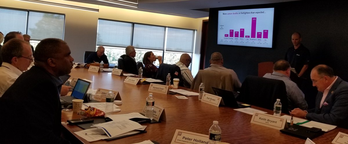 DrLoriMM's tweet photo. Dr Kenny Fent is briefing #metrochief on #firefighters cancer, Exposure &amp; NIOSH National Firefighter Registry being developed by @TheIPSDI. Watch for the opportunity for your organization to have input. #NFORS @IAFC_SHS @BillyGoldfeder @RsandersRuss @IAFFNewsDesk @NVFC @NIOSH https://t.co/QBhH5O5QSk