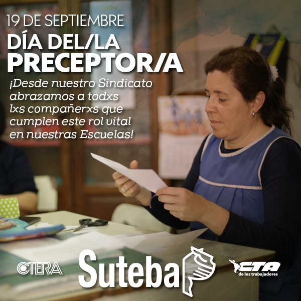 SUTEBAProvincia's tweet photo. ¡Un abrazo fraterno a nuestrxs compañerxs precetorxs! https://t.co/FzH6chYqM5