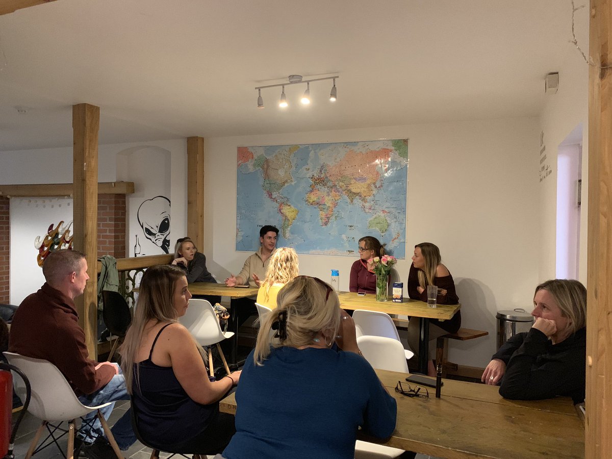 #CIHSWAspiringLeaders Day 1 complete ✔️

The #TeamShark &amp; #TeamDolphin competition is fierce 🦈🐬

But for now @Elliot_Resource has made the trip down from Leeds 🙌🏻 &amp; we’re all off to the pub 🍻 

Day 2’s got a packed programme &amp; kicks off at 6.45 for a walk up Capstone Hill! 🏞