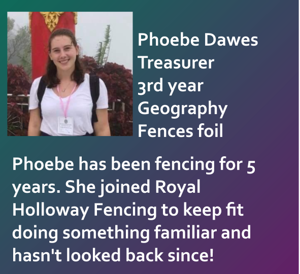 RH_Fencing's tweet image. Here is our treasurer Phoebe!
‘I’m really excited for all the socials planned next year - its gonna be a blast’