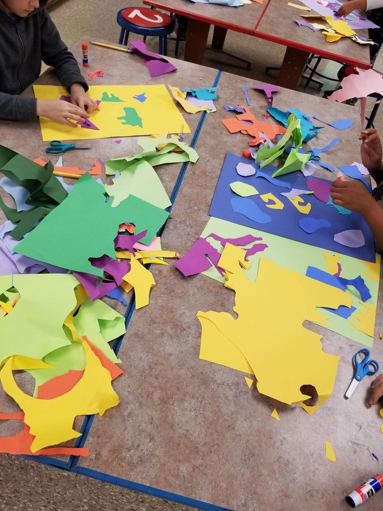 MsGallagherWES's tweet photo. 3rd graders at WES are learning how to draw with scissors like the artist Henri Matisse! Today we started making our cut paper backgrounds for our new project. #artmatters #arted #cutpaper #matisse #color #rtsd #wesart #paperart #wayne https://t.co/Z0IIuj6PTV