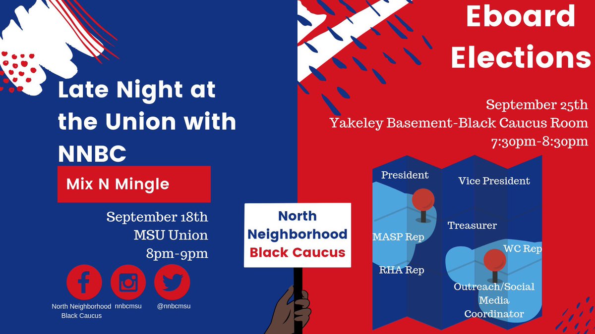 nnbcmsu's tweet photo. Join us TONIGHT for our mix n mingle at Union Late Night to get to know the Caucus❤️💙❤️💙 https://t.co/0CKW0L9p4V