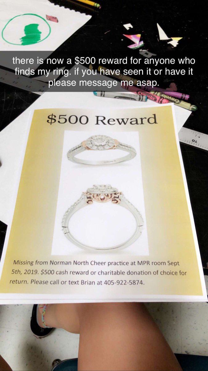 please keep a look out for my ring!! there is now a $500 dollar CASH reward for whomever finds it!! message me or my dad asap thank you.