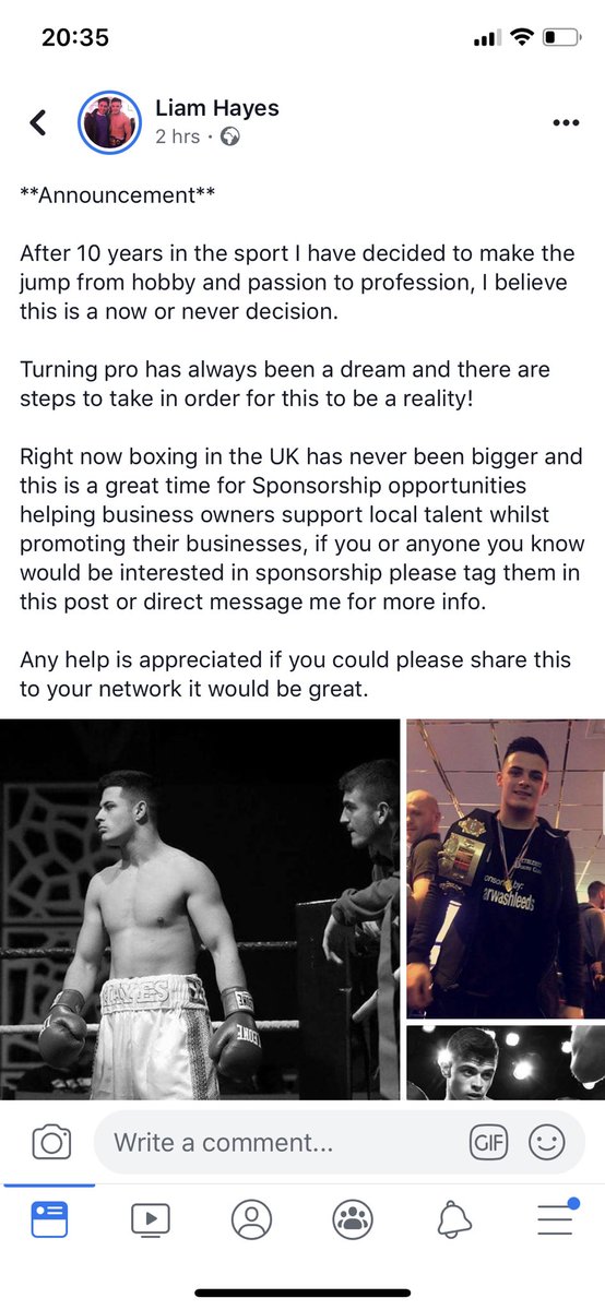 Any UK businesses or individuals wanting to support my bro go pro, hit me up 🥊