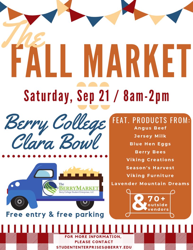 Coming up this weekend!!!

The Berry Enterprises along with 70+ outside vendors will be at the Clara Bowl this Saturday from 8am-2pm!