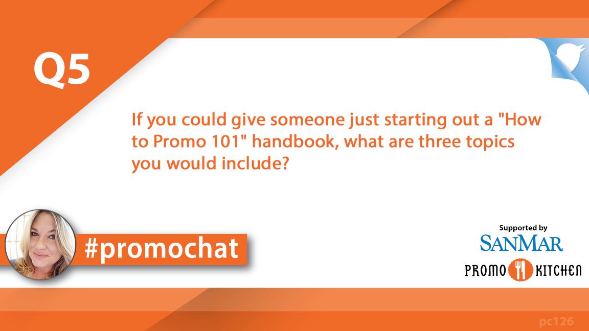 PromoKitchen's tweet photo. Q5 If you could give someone just starting out a "How to Promo 101" handbook, what are three topics you would include? #PromoChat https://t.co/nwMdXG3rea