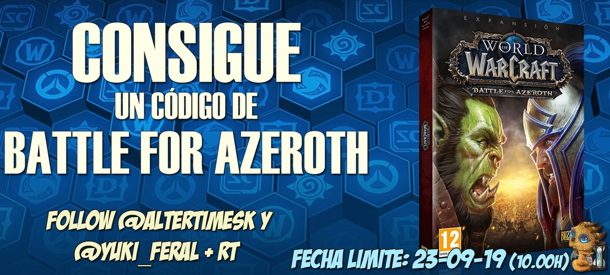 AlterTimeSK's tweet photo. 🎁¡CONSIGUE BATTLE FOR AZEROTH!

Hazte con una copia digital de la expansión para ti o un amigo. Recuerda que se acerca el programa Recluta a un Amigo...😜😜

¡Para conseguirla solo tienes que realizar estos pasos!🥳 

➡️Follow @AlterTimeSK y @Yuki_Feral 
➡️RT al Tweet. https://t.co/u9ulKba3p6