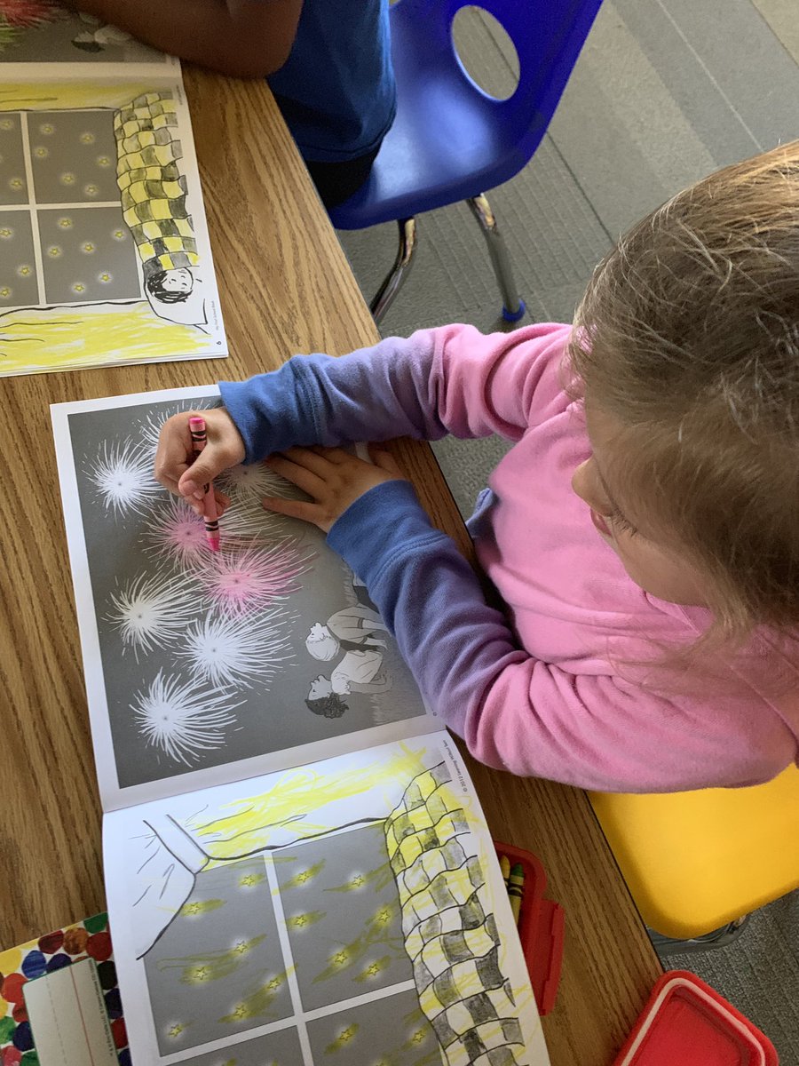 MsRottner's tweet photo. We have been working on our crayon grips and using our helper hands. We listened to some Firework by Katy Perry for this one! ✨ @hwtears https://t.co/ItR3ckY5Xm