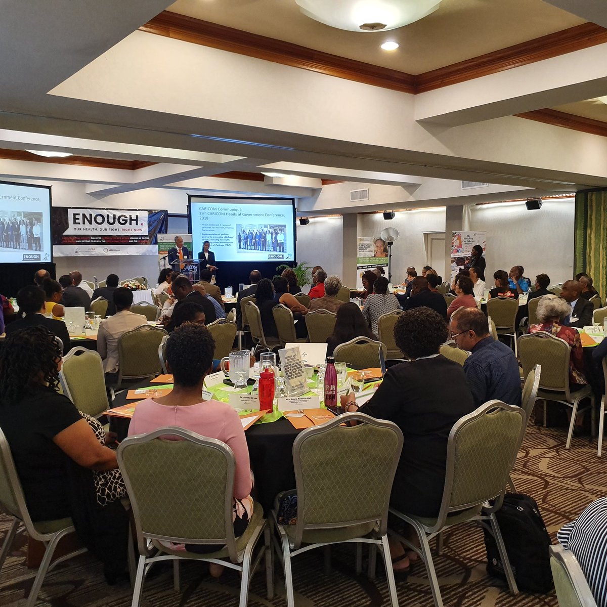 HealthCaribbean's tweet photo. This meeting on Accelerating Nutrition Policies in the #Caribbean  is held in collaboration with the @IncubatorGHAI  @NCDs_PAHO @WorldObesity @CARPHA1 and #COMTRUST 
.
.
.
#HCCANP2019 #acceleratingnutritionpolicies #caricomwalkthetalk #enoughNCDs #caribbeanmoves https://t.co/FCcbOvRA3o