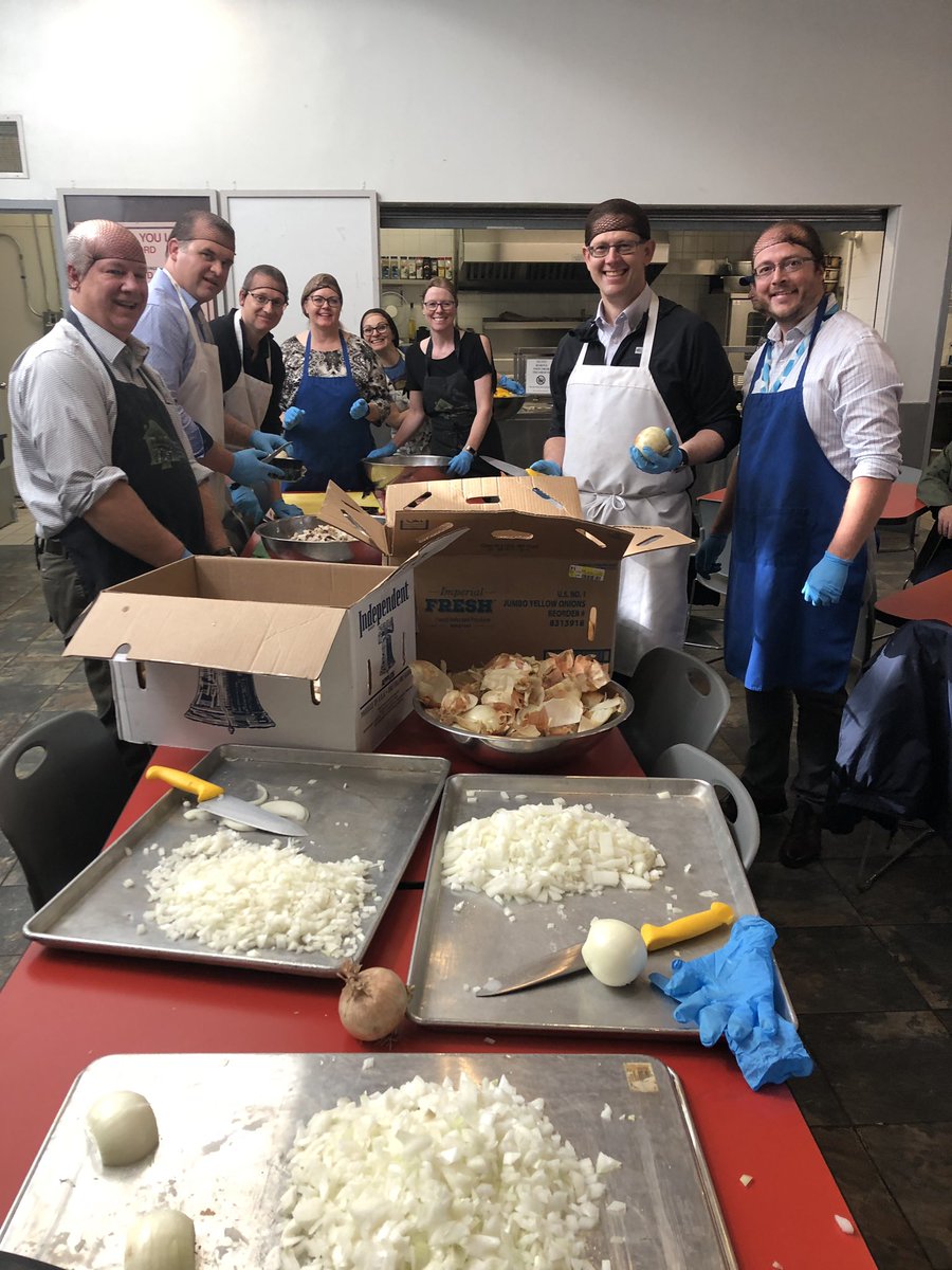ssmarocco's tweet photo. Generous @NAIT leaders preparing and serving food today for some amazing #yeg folks. 
Take note @ErnestsNAIT colleagues - we have chopping finesse!
#OperationFriendship https://t.co/UtgLDFOOX4