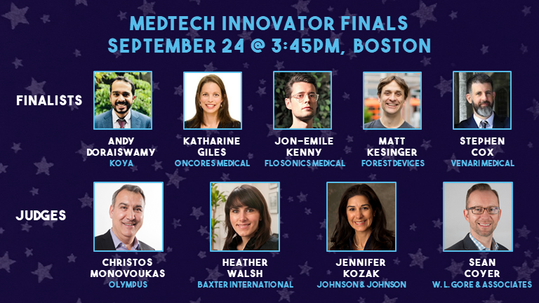 We're excited to announce the 5 finalists that will compete for the $350K #MedTechInnovator Grand Prize next week at the #MedTechCon. Congratulations, <a href="/Flosonics/">FloPatch | Flosonics Medical</a>, <a href="/ForestDevices/">Forest Devices, Inc.</a>, Koya, <a href="/OncoResMedical/">OncoRes Medical</a>, &amp; <a href="/VenariMedical/">InVeraMedical</a>! medtechinnovator.org/medtech-innova…