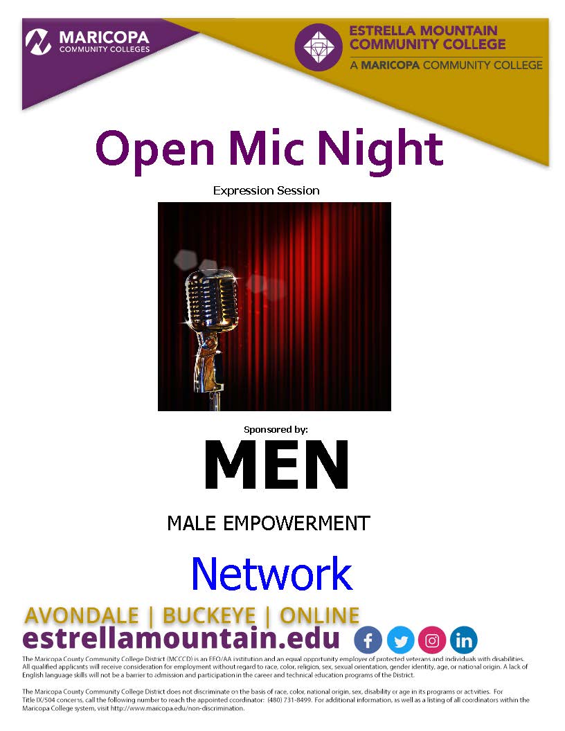 Only 24 hours left before our 1st Open Mic Night of the semester.  Gather your friends, colleagues &amp; anyone else who you believe has what it takes to make your group stand up &amp; be noticed. This event is on Thursday, 9/19/19 @ 5:00 pm - 8:00 pm in the PAC.