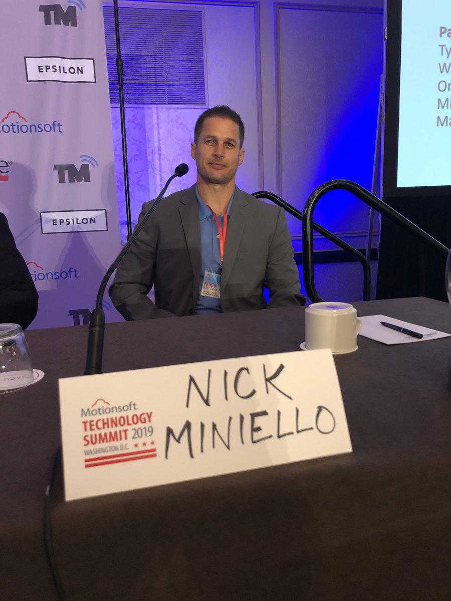Textmunication's tweet photo. Mr. Nick Miniello front center at the @motionsoft Tech Summit panel earlier today. He was part of the 7th session and gave his words on next generation payment technology.

#ThinkSMS #ThinkRCS #mosotech2019 $txhd https://t.co/QrW9g1XJUj
