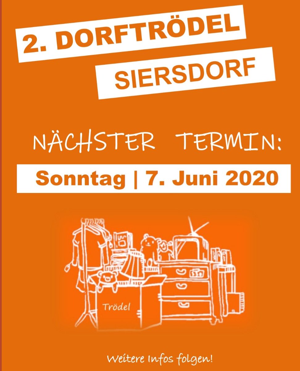 GeographBonn's tweet photo. ‼SAVE THE DATE ‼- Jetzt schon vormerken: Der 2. Siersdorfer #Dorftrödel findet am Sonntag, den 7. Juni #2020 statt. 
#trödelmarkt #hoftrödel #garagentrödel #savethedate #planung #pedelecs #Dorfgemeinschaft #aldenhoven #siersdorf #jülich #aachen #düren #baesweiler #alsdorf https://t.co/mb0EzBQMBC
