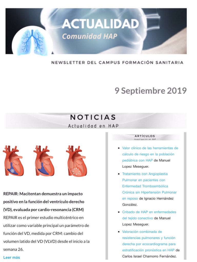 Nueva newsletter trimestral de la Comunidad #HAP #cardioteca #EnfermedadesRaras