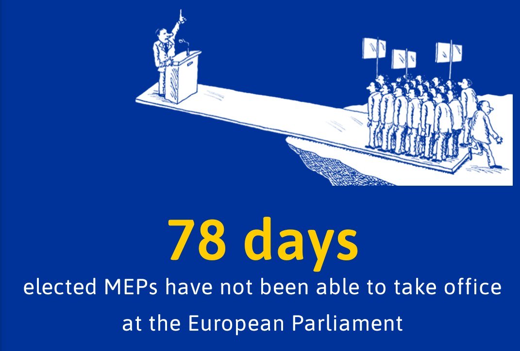 ourvoteseu's tweet photo. 78 days without @krls Puigdemont, @Junqueras and @toni_comin in the @Europarl_EN.
The vote and the will of 2M citizens should be respected.
Join us on Tuesday at 12h in Square Luxemburg in Brussels #CatalanTuesdays
#DoNotStealOurVotes https://t.co/fyORNwnd1z