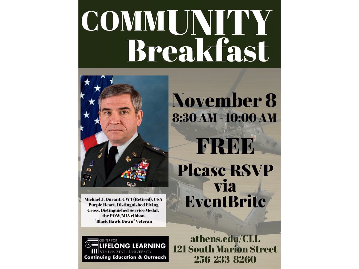 Join us November 8 for a CommUNITY Breakfast featuring Michael Durant. Register here eventbrite.com/e/community-br…