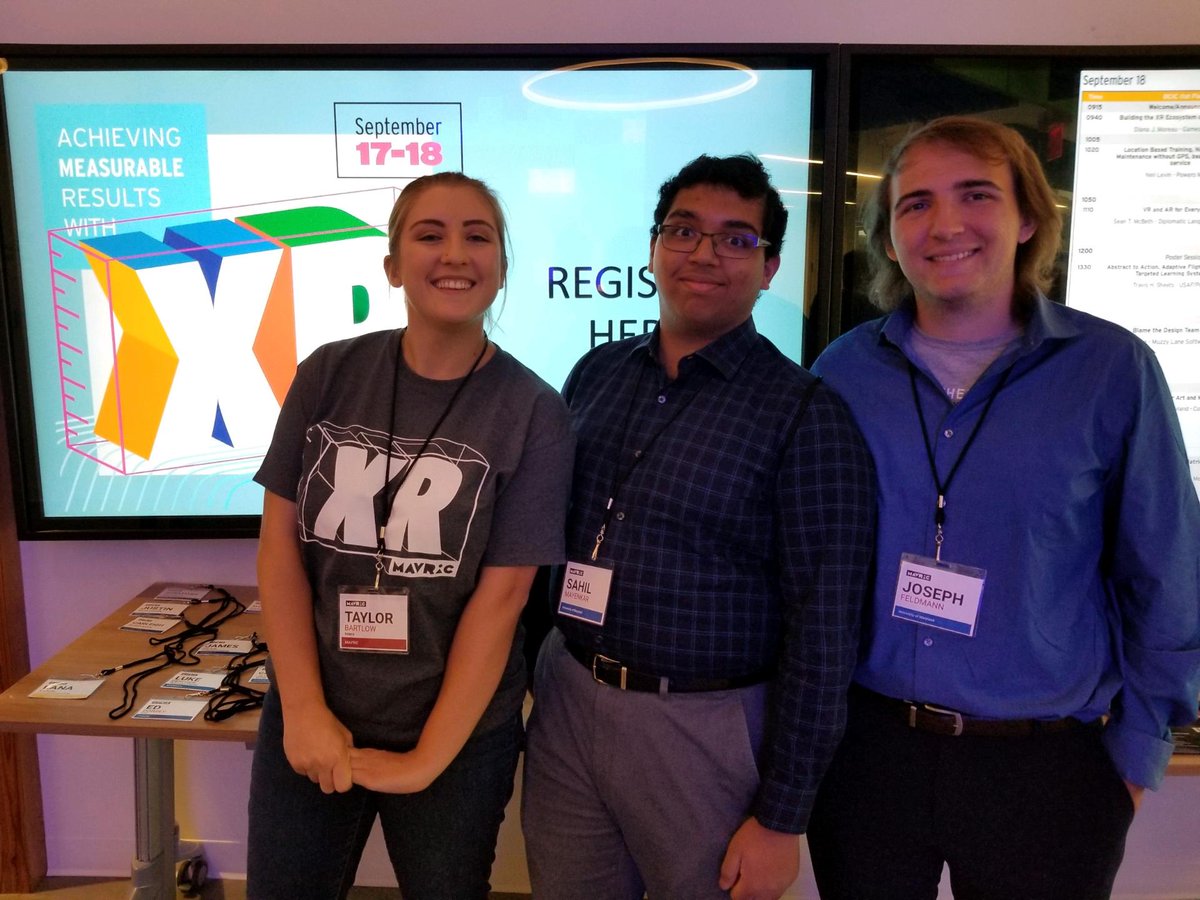 _RealityHacks's tweet photo. Having a great time meeting so many cool people, trying out exciting #XR demos, and listening to insightful talks at #MAVRIC2019! Kudos to @UMDMAVRIC for such an incredible event. https://t.co/pNkHyoqngR