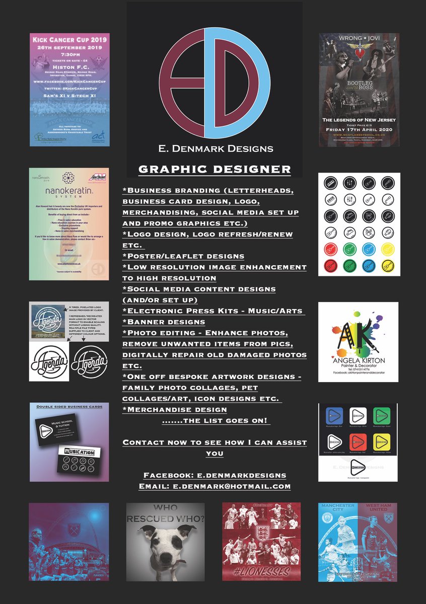 MusicLovingEm's tweet photo. Shameless promo! I’m available for allllll this kind of graphic design work! 🙌🏻 Sports promo images and social media designs a speciality ☺️
#GraphicDesigner #LogoDesign #branding #sportsdesign #socialmediamarketing #Graphics #footballdesigns #merchandisedesign #bandpromo #music https://t.co/3aFOLgTR7S