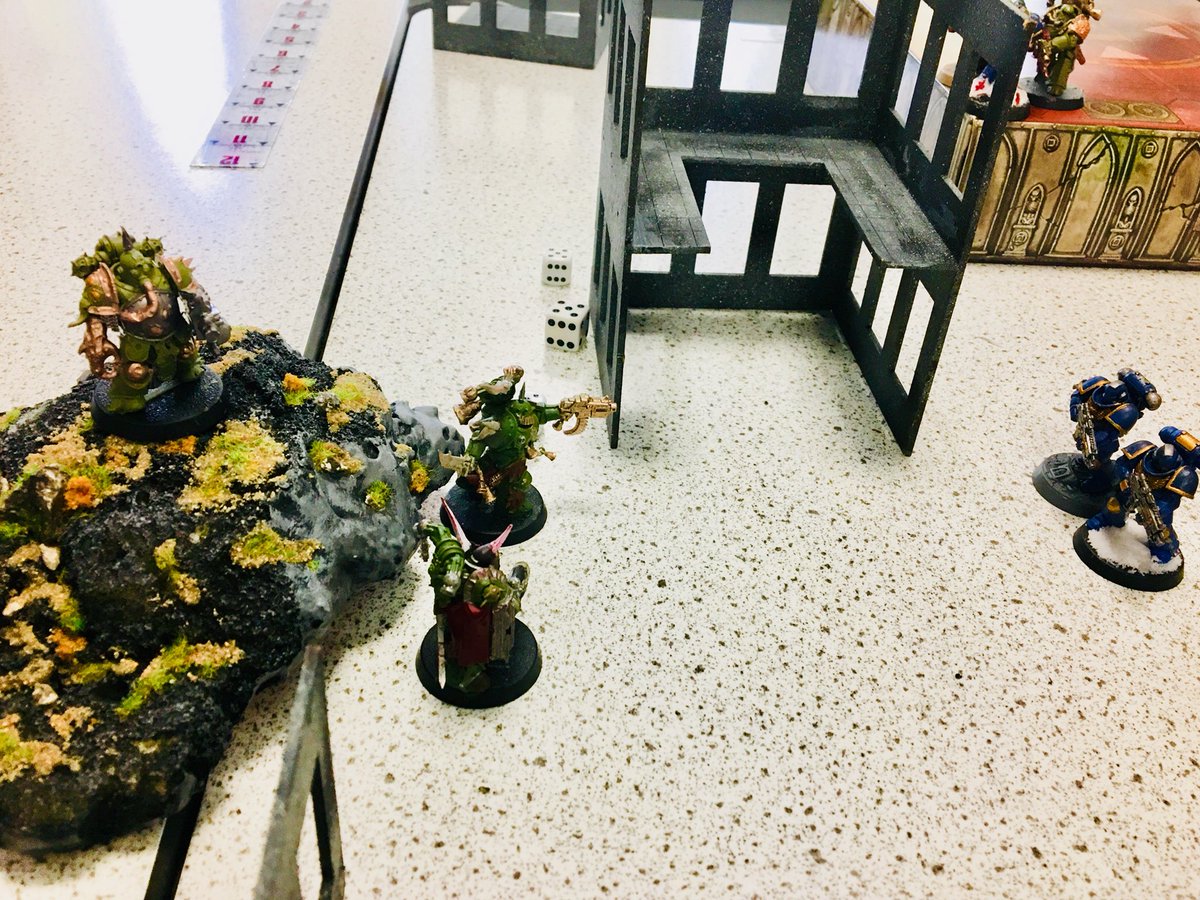 chryston40k's tweet photo. Today we had an epic four way battle! In the end, a tactical masterclass by Bailey C allowed his Ultramarines to destroy all those who stood against him. #ToTheBunker #KnowNoFear https://t.co/z1DYq9MVJi