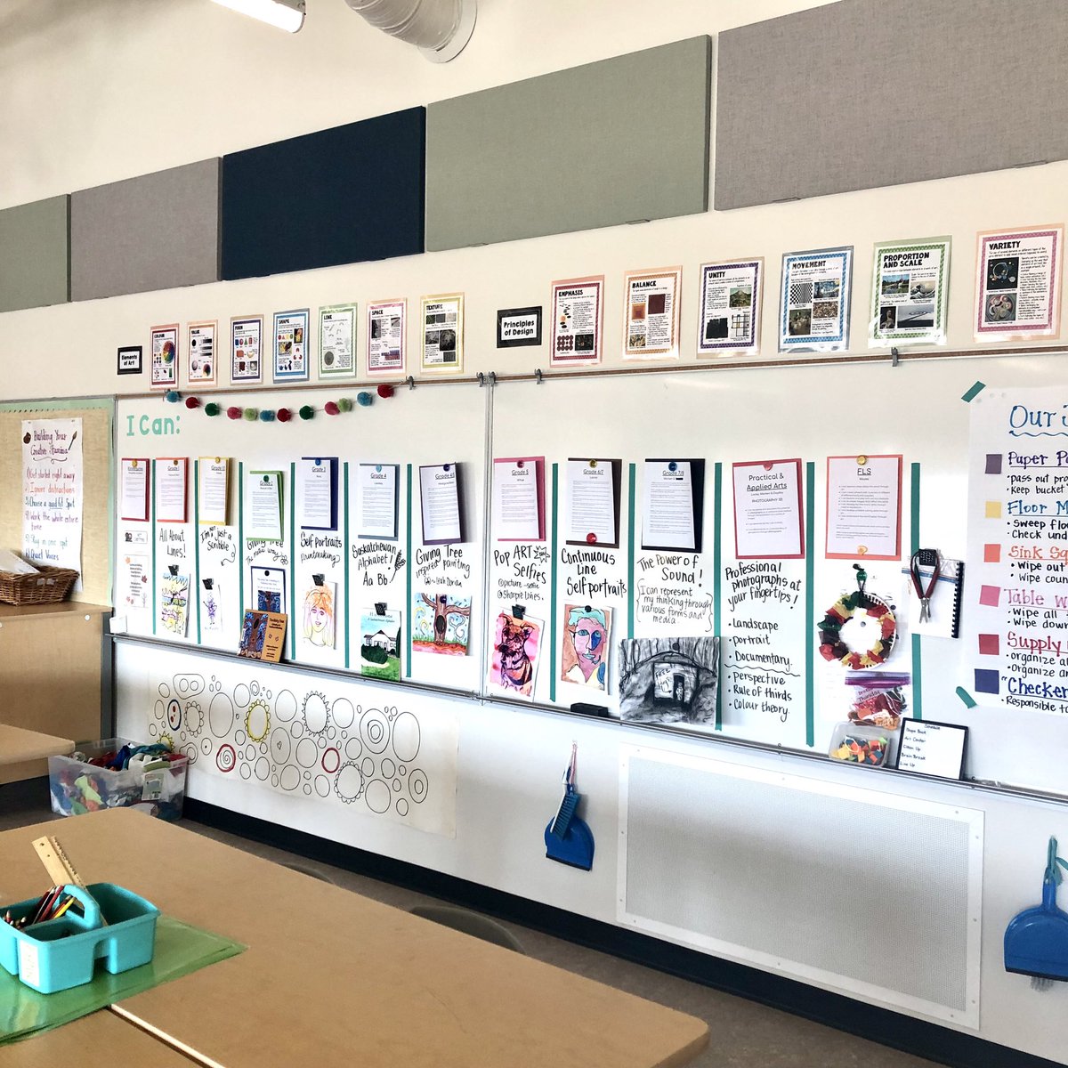 artwithmsmurphy's tweet photo. Our “I Can” board is all ready to go with our first units here at @BourgonjeSchool. What an honour to be able to teach almost every student visual art!! 💓💓💓. #artsed #artmatters https://t.co/5F3DoIuw0u