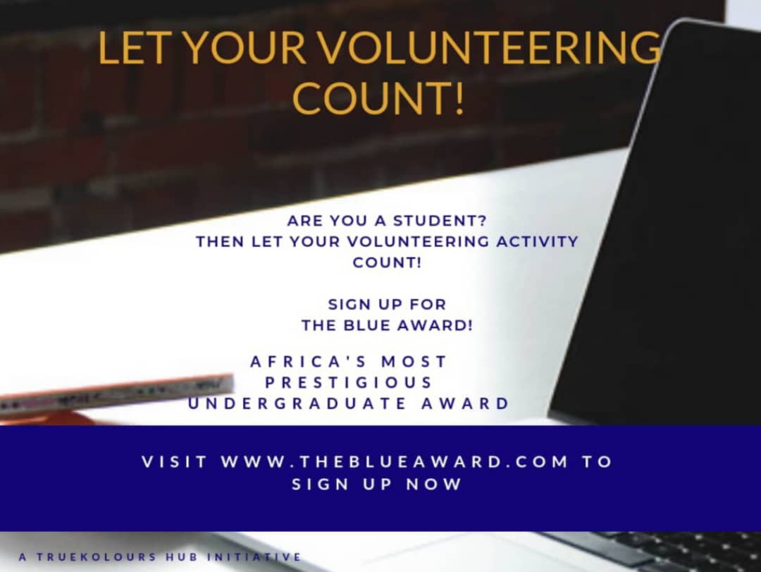 Theblueaward's tweet photo. Are you a student?

Then let your Volunteering activity Count!!!

Sign up for the BLUE AWARD Now by visiting https://t.co/GARNdvQb8y

#blueaward
#student
#undergraduate
#internship
#award
#lagos
#lasgidi
#unilag
#bbnaija https://t.co/jEn9dgMIWx