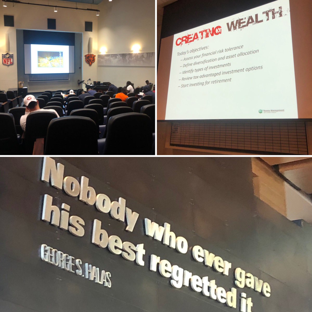 AttardiMaura's tweet photo. “80% of success is showing up” So impressed with the 2nd &amp; 3rd year players at the Bears! They showed up &amp; came ready to learn! Working on this advanced programming with this group has been nothing short of awesome! #knowyourdough @NFLPlayerEngage @moneymanagement @MYF_Financial https://t.co/DIx7lEeKpc