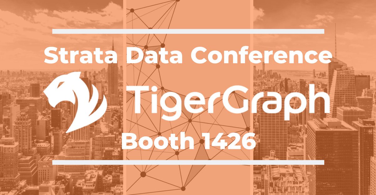 TigerGraphDB's tweet image. Next week TigerGraph will be in New York for @OReillyMedia&apos;s @strataconf. Come learn about graph databases and what is new with TigerGraph at booth #1426 | #StrataData #StrataDataConference #TigerGraph #GraphDatabases #BigData #Analytics