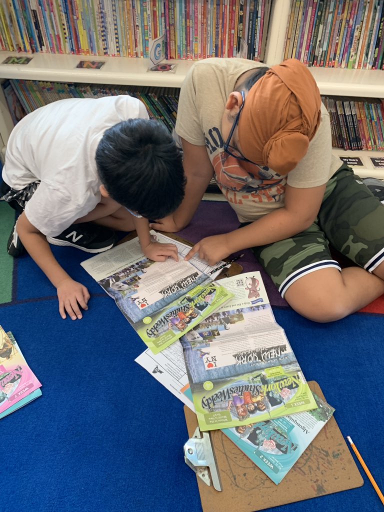 DMorminoPOB's tweet photo. Fourth graders reading social studies weekly newspapers and logging their learning about our essential question “How does where you live matter?” #InquiryBasedLearning #NYSGeography #ReadToLearn @AlisonJClark @MrsWintersSR https://t.co/AGAjJjHAQj
