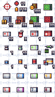 PlusleRin's tweet photo. Zombie survival icons #pixelart https://t.co/Iyn7uzofAi