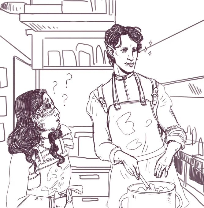 Yarrow and Kirin accidentally got jobs at the tavern they were supposed to be infiltrating ? I love our group @eristhenat 