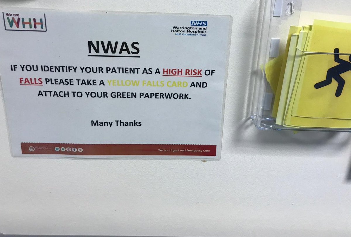 alicee1500's tweet image. ⁦@WHHNHS⁩ TEAM ED launched today ⁦@NWAmbulance⁩ working together at the start of our patients journey identifying high risk of falls on arrival  ⁦@Kimberley_S_J⁩ ⁦@rachels02916147⁩  ⁦@AlisonSchofie10⁩ simple initiative massive Impact #reducingfalls