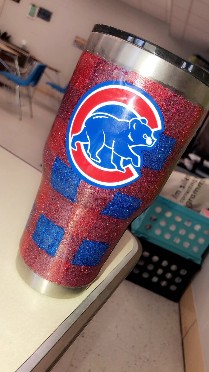 MsIrving78's tweet photo. A student brought me this BEAUTIFUL coffee mug today that his aunt made for me. Sweetest. Thing. Ever. ❤️💙 #GoCubs https://t.co/uIoJVcthHe