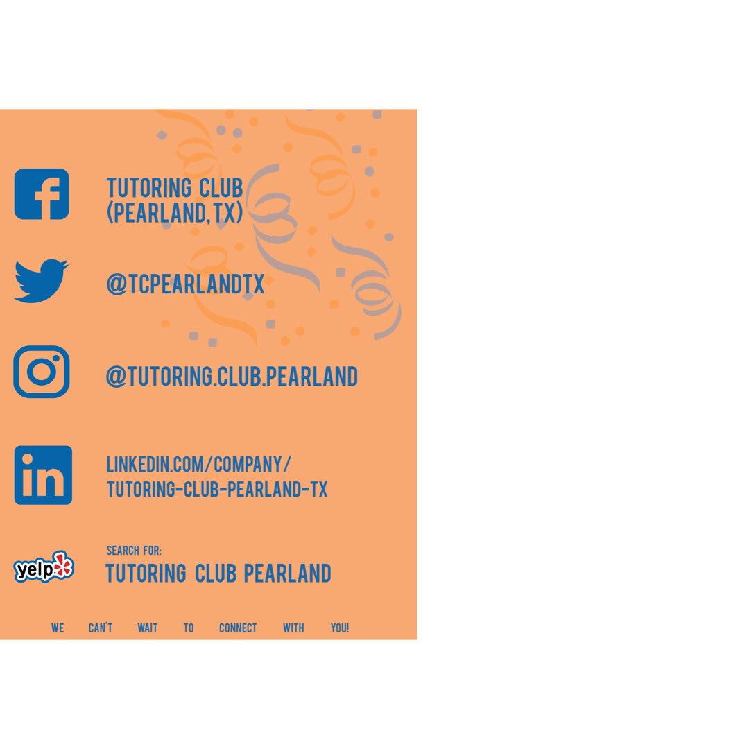TCPearlandTX's tweet photo. Students &amp; parents, check out our social media! We have so much in store. We can’t wait to connect with you! 

#tutoringclub https://t.co/vt4GxqMt7s