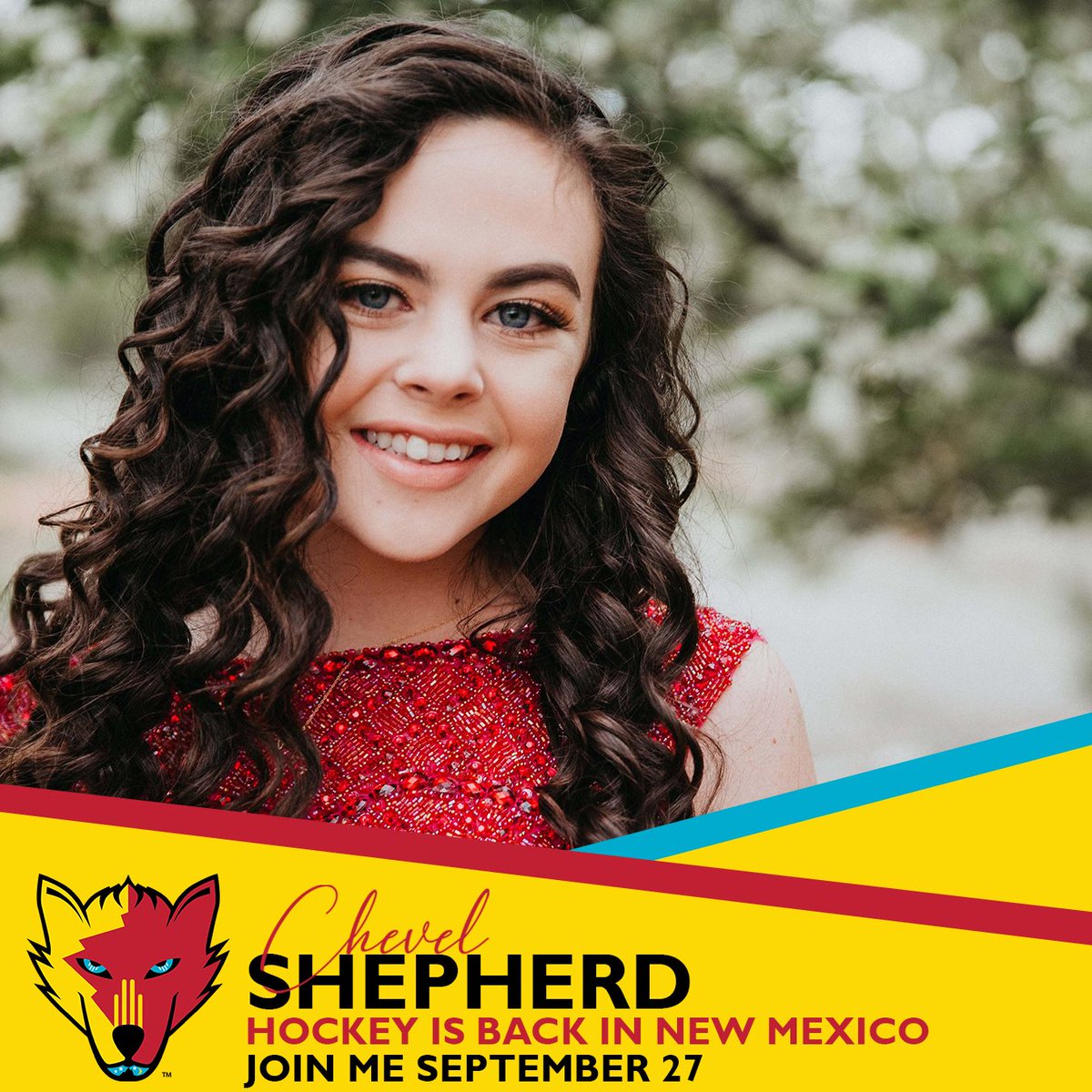 JulieShepherd8's tweet photo. The @nmicewolves play their very first home game on September 27 and my daughter @officialchevel will be there to sing "God Bless America!" Hockey is back in New Mexico! #NMIceWolves #chevel #newmexicotrue #NAHL https://t.co/zWvlY4zX3r