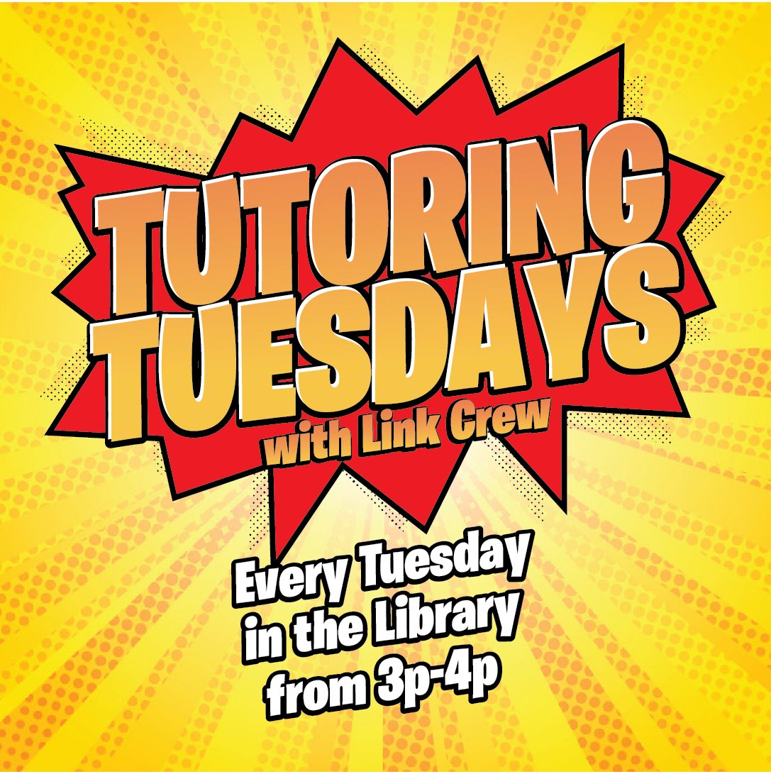vphslinkcrew's tweet image. Join us on Tuesday afternoons in the library for a little tutoring Tuesday!
#vphs #linkcrew #freshman #supportsquad