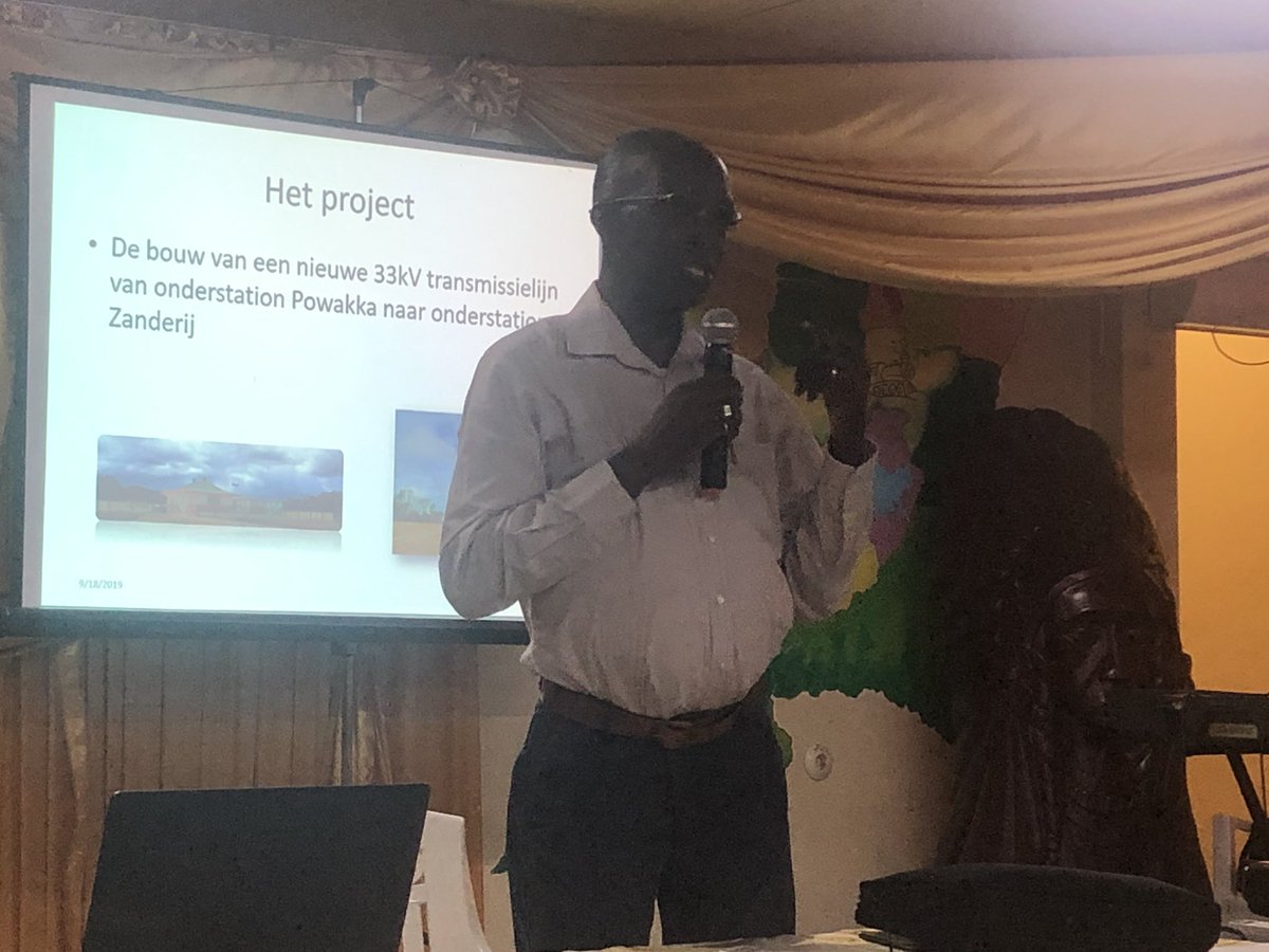 Attending the presentation by EBS  of Suriname of the project transmission line Powaka-Zanderij to the community.