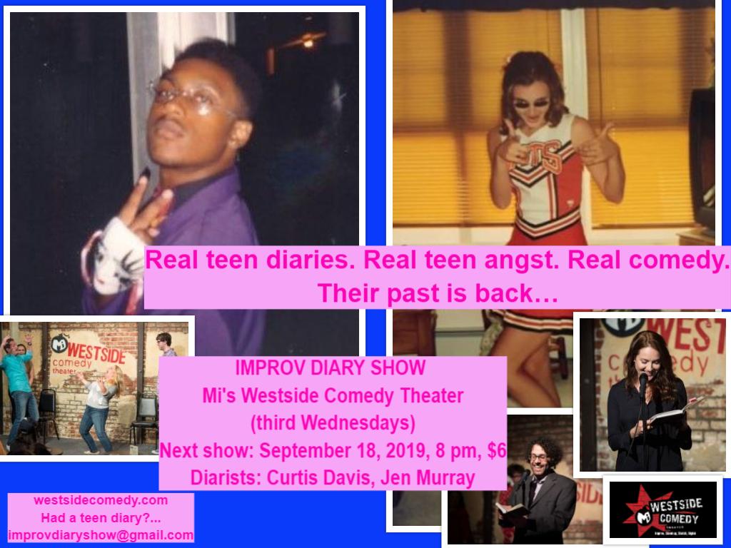 improvdiaryshow's tweet photo. Their grown-up selves read their teen diaries 2nite 8p .
@westsidecomedy
Actor comedian and Philly fry lover @somejenmurray and off-Broadway actor comedian @CurtisDDavis 
 . https://t.co/aUe1ErAY6K  .@Comedyhollywood
 .@thecomedybureau
 .@comedyplugs @AustyGreen
@ScottHennelly https://t.co/8bzgcLv9Cp