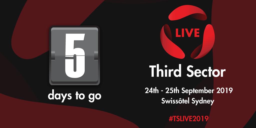 ThirdSectorL's tweet photo. 5 days left for #TSLIVE2019. The theme this year is “Cutting through the noise” and will gather experts from across the country and overseas to share knowledge and strategies that will help both organisational and professional development. Limited seats! https://t.co/dezi5BtuEB https://t.co/QRwxlGmVJj