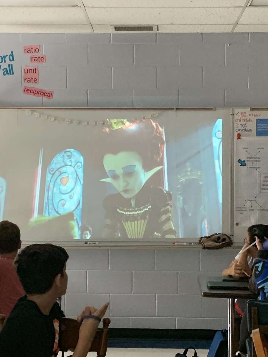 <a href="/mrs_rigg_math/">Laurie Rigg</a> ‘s class discuss the disproportionate size of #queen of Hearts’ head before discovering the #mathematical meaning.  #WeAreRugby