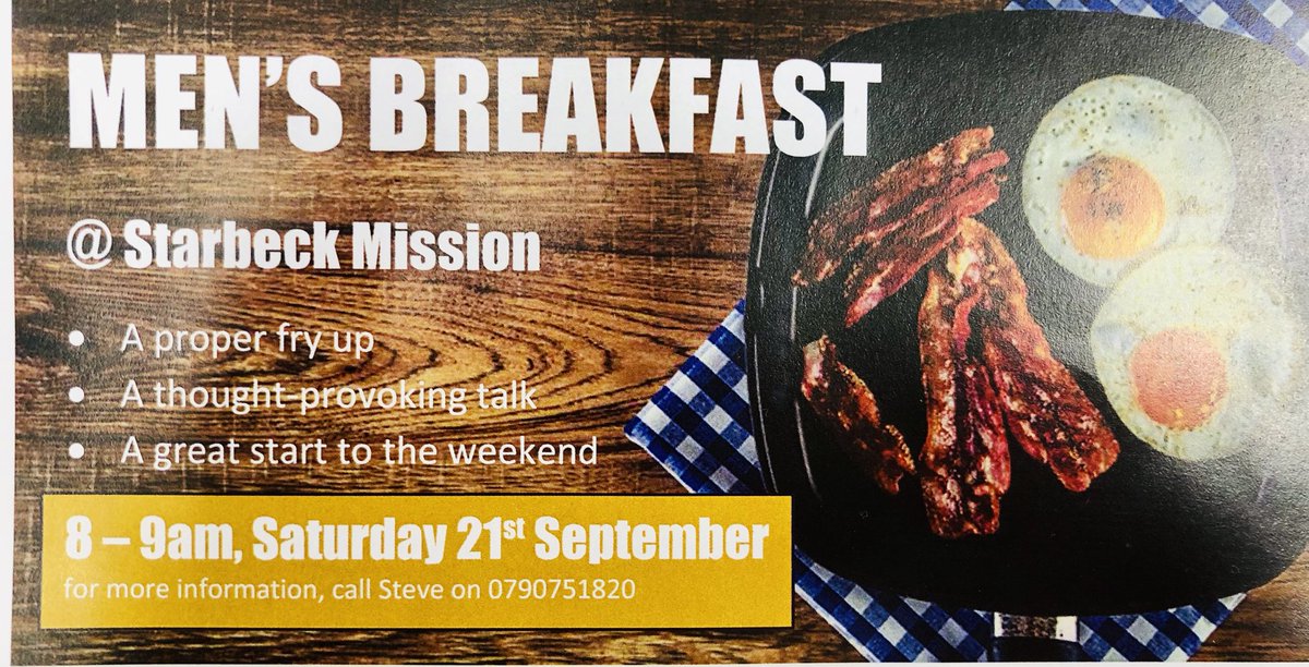 This Saturday is the Men’s Breakfast. A great feed to start the weekend! You don’t have to be an attendee at a church - every man welcome 🥓 🍳 🍅 🍞 ☕️ #starbeck #men #breakfast
