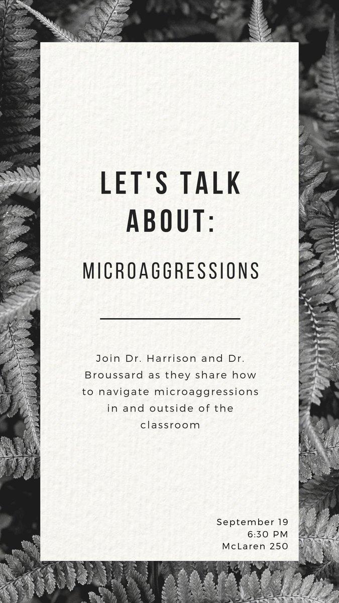 TOMORROW! The Black Resource Center presents... "Let's Talk About: Microaggressions" w/ Dr. Harrison and Dr. Broussard. See you there!