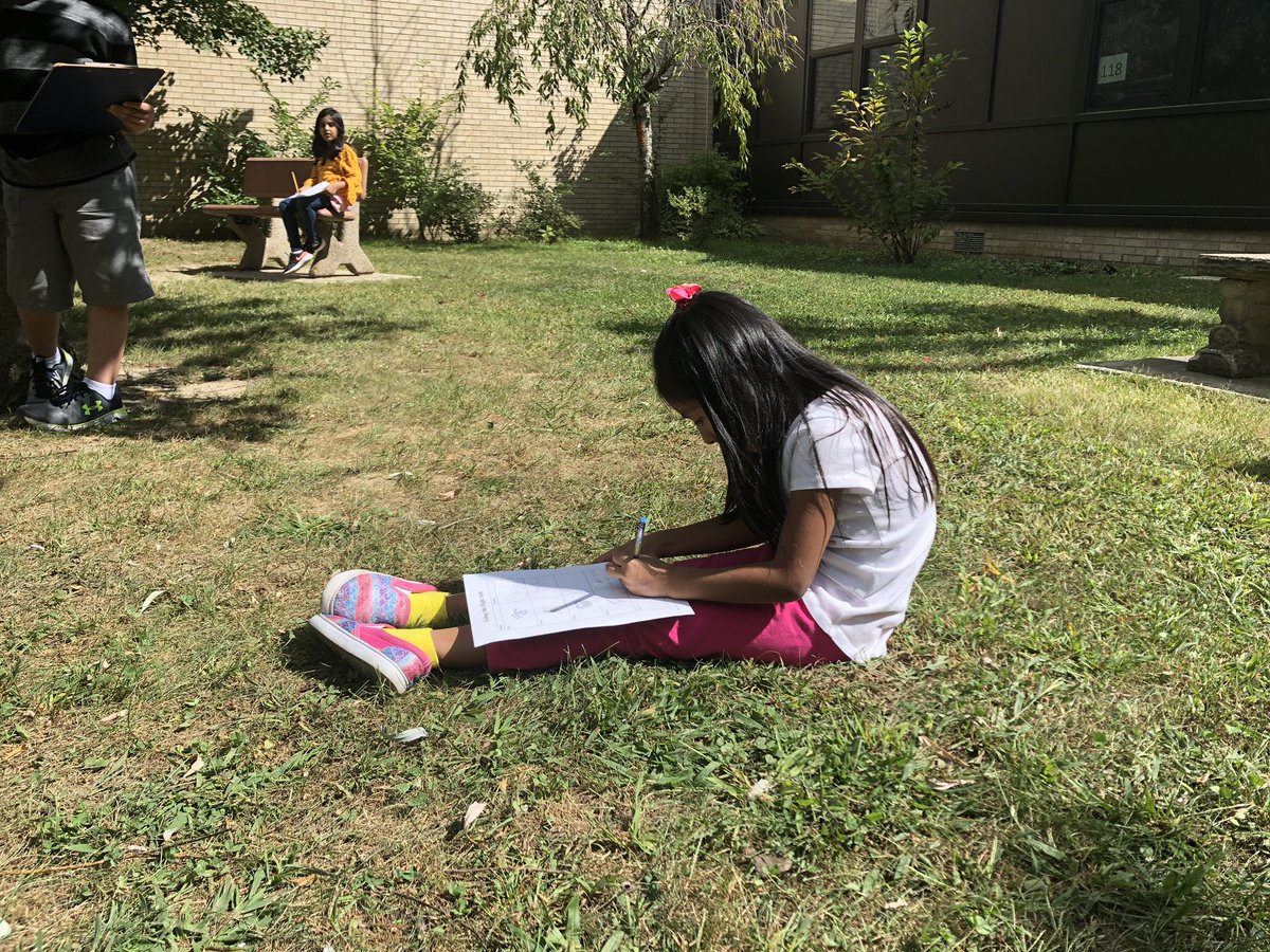 KerriTierney's tweet photo. Took our writer's notebooks outside today to inspire sensory details.  Gearing up for personal narratives in Mrs. Cammarata's class. #successatcres https://t.co/7pdRwJ0e6c