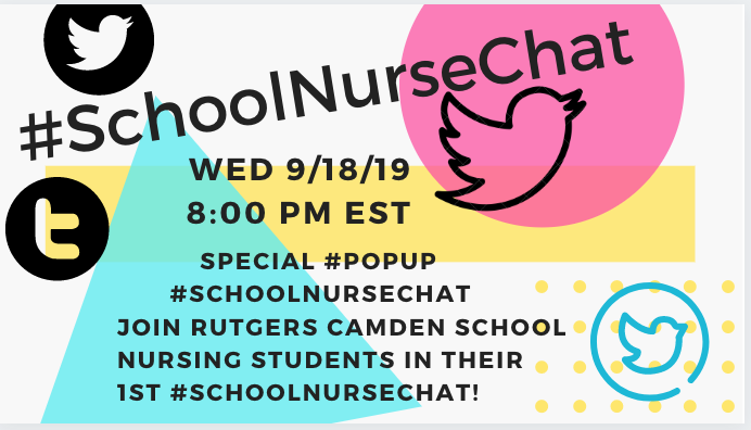 RobinCogan's tweet photo. So excited! #SchoolNurseChat is starting in 15 minutes!
Come and meet our amazing @RUCamdenNursing school nurse certificate students! @DonnaNickitas if you are on #Twitter come & say hi! @BGlickstein would love to have you visit too, any & all are welcome to the #PopUpChat https://t.co/1WMobIoyhL