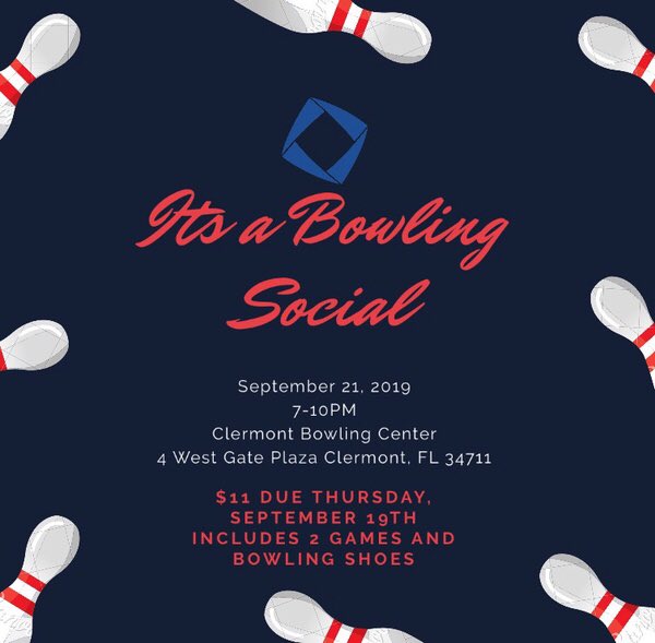Come out to our first social of this year!! We are hittin’ the lanes at Clermont Bowling Alley this Saturday at 7pm. Don’t forget your $11 at tomorrow’s meeting💙🔹