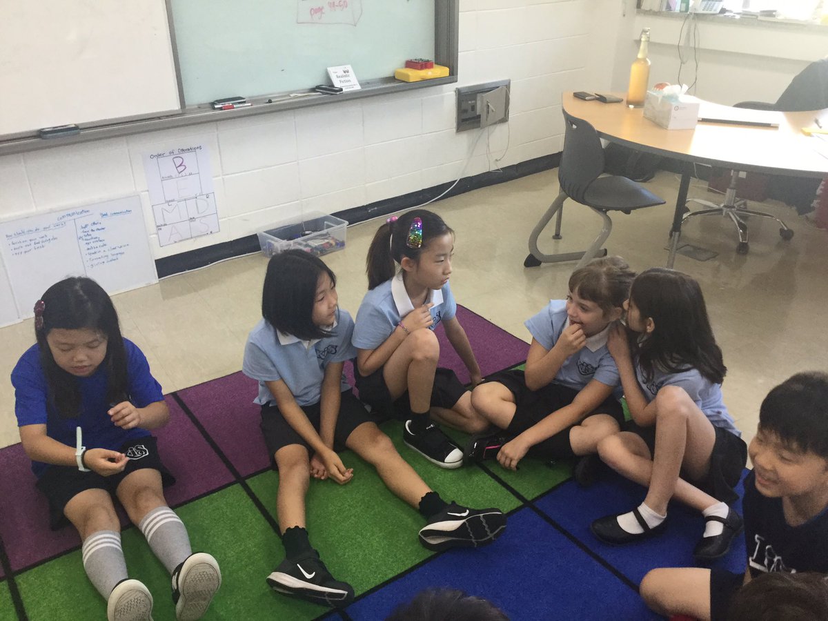 SeanDoranEdu's tweet photo. A classic game of Telephone to prime a discussion on communication in our morning meetings. @responsiveclass #KISJ https://t.co/WreNdoO8gF