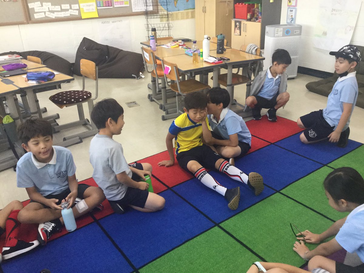 SeanDoranEdu's tweet photo. A classic game of Telephone to prime a discussion on communication in our morning meetings. @responsiveclass #KISJ https://t.co/WreNdoO8gF
